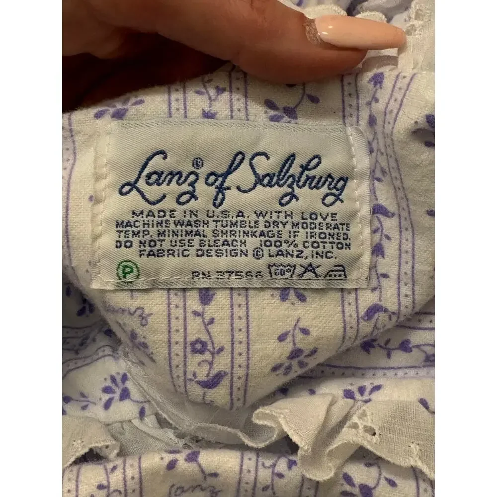 Lanz Salzburg Tyrolean Purple Flower Traditional Long Nightgown S Ballet Cottage